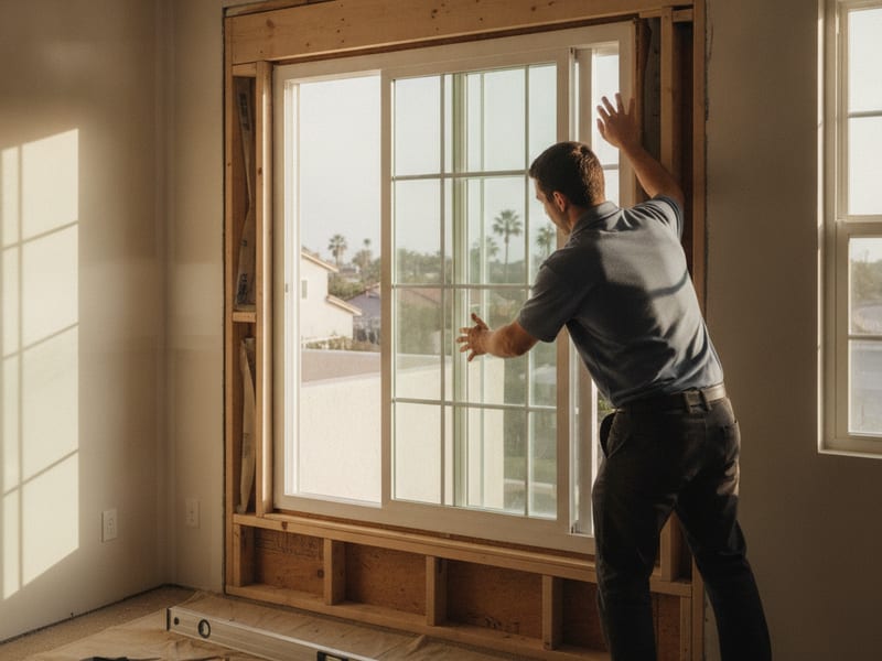 Bedroom window opening being checked for an emergency escape size