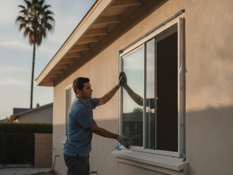 Low-E replacement window on a west-facing wall of a San Diego house
