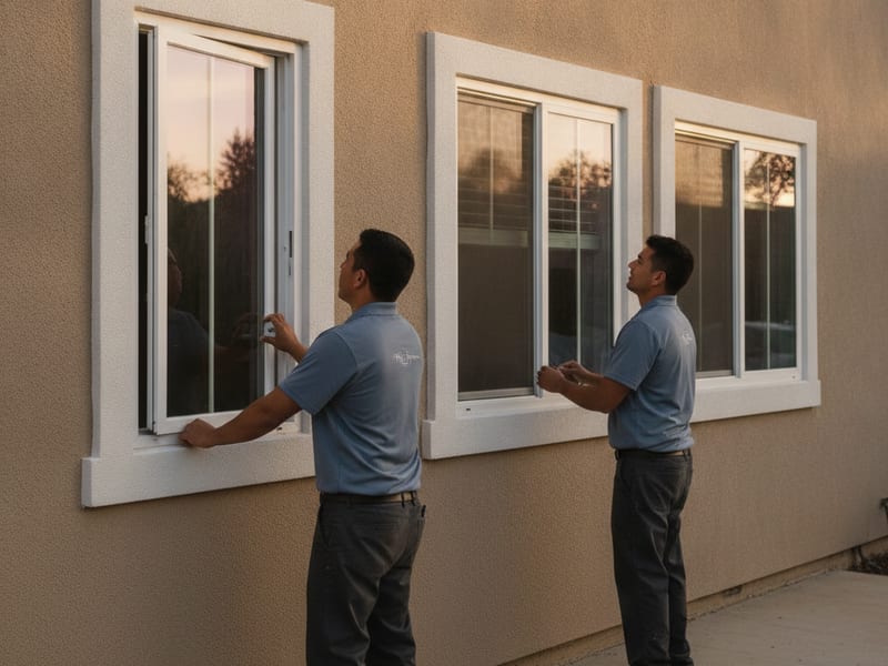 Sliding and casement windows on a San Diego tract house