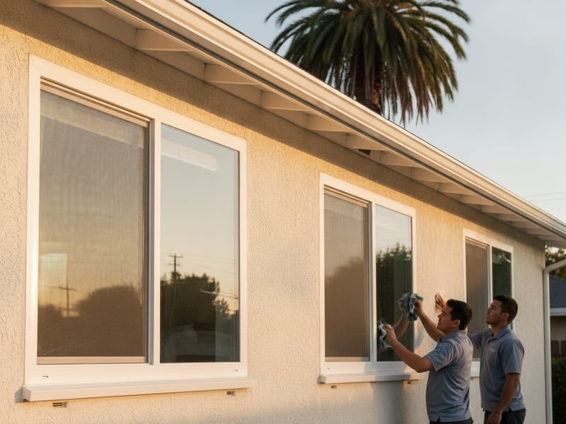 White vinyl windows on a single-story San Diego house